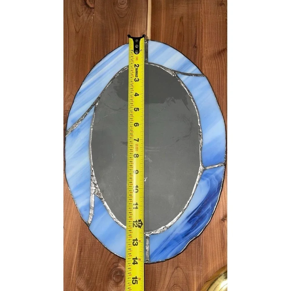 Vintage Stained Glass Oval Mirror